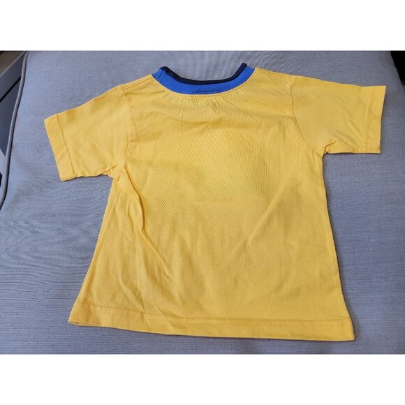 Plaid Fish Toddler T-Shirt With Turtle Print Yellow & Blue 100% Cotton Unisex Sh - Picture 5 of 5